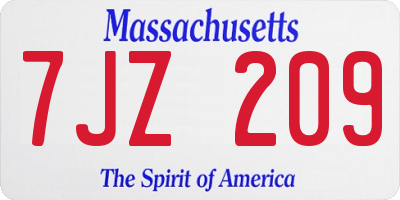 MA license plate 7JZ209