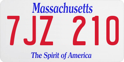 MA license plate 7JZ210