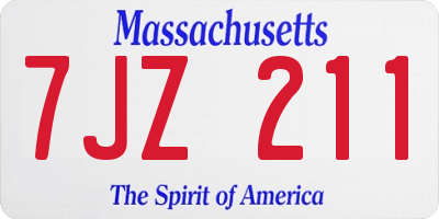MA license plate 7JZ211
