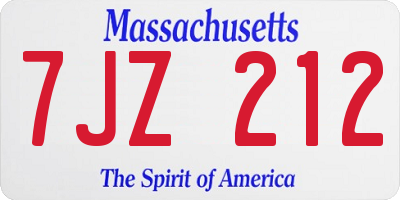 MA license plate 7JZ212