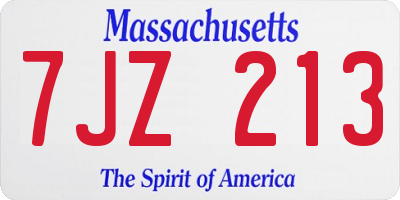 MA license plate 7JZ213