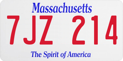 MA license plate 7JZ214