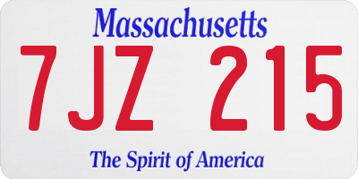 MA license plate 7JZ215
