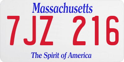 MA license plate 7JZ216