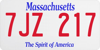 MA license plate 7JZ217