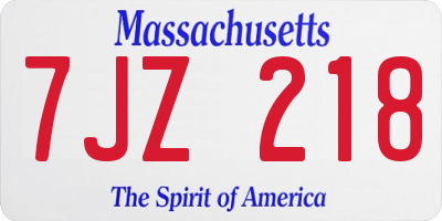 MA license plate 7JZ218