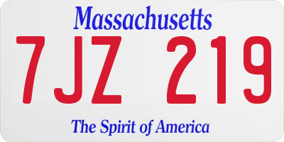 MA license plate 7JZ219