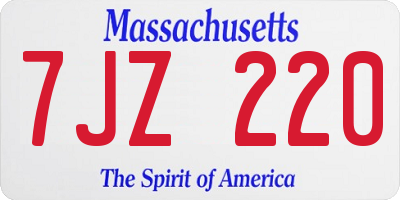 MA license plate 7JZ220