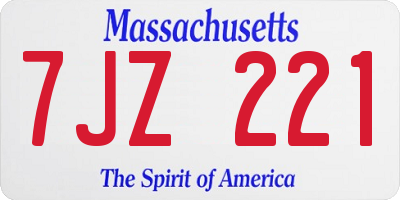 MA license plate 7JZ221