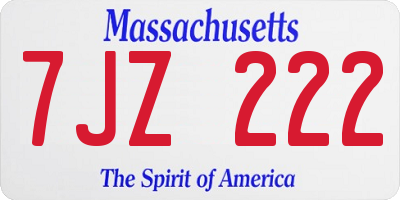 MA license plate 7JZ222