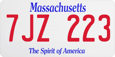 MA license plate 7JZ223