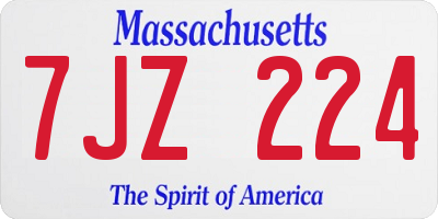 MA license plate 7JZ224