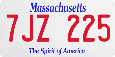 MA license plate 7JZ225