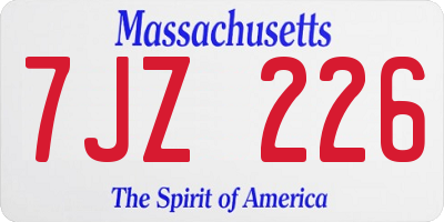 MA license plate 7JZ226