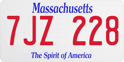 MA license plate 7JZ228