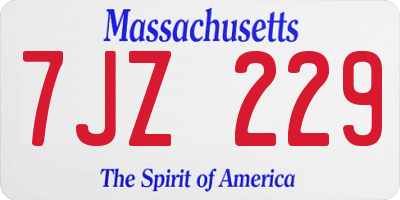 MA license plate 7JZ229