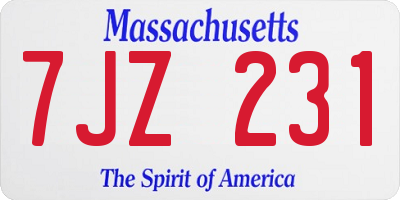 MA license plate 7JZ231