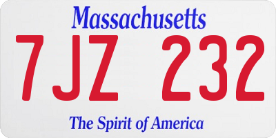 MA license plate 7JZ232