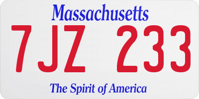 MA license plate 7JZ233