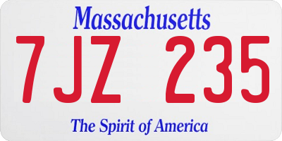 MA license plate 7JZ235
