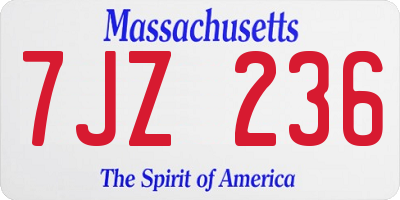 MA license plate 7JZ236