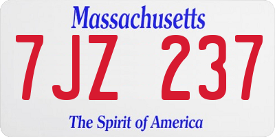 MA license plate 7JZ237