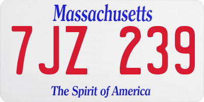 MA license plate 7JZ239