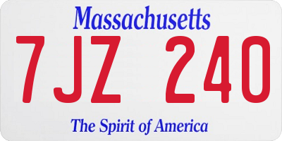 MA license plate 7JZ240