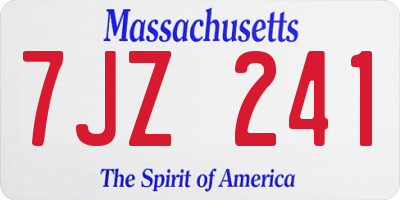 MA license plate 7JZ241