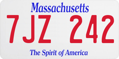 MA license plate 7JZ242