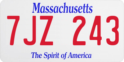 MA license plate 7JZ243