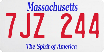 MA license plate 7JZ244