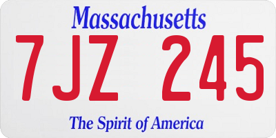 MA license plate 7JZ245