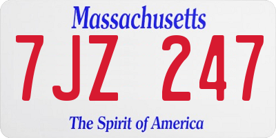 MA license plate 7JZ247