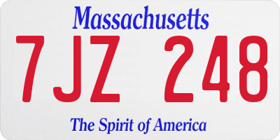 MA license plate 7JZ248