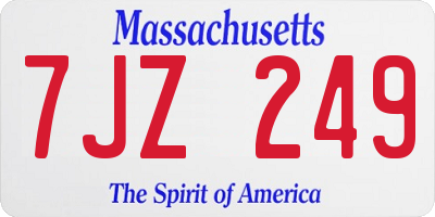 MA license plate 7JZ249