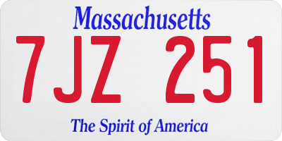 MA license plate 7JZ251