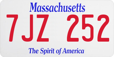 MA license plate 7JZ252