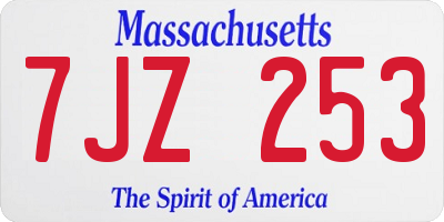 MA license plate 7JZ253