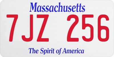 MA license plate 7JZ256