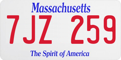 MA license plate 7JZ259