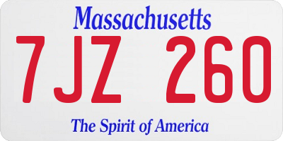 MA license plate 7JZ260