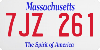 MA license plate 7JZ261