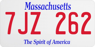 MA license plate 7JZ262