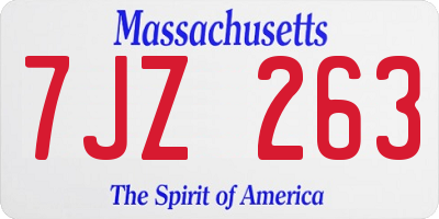 MA license plate 7JZ263