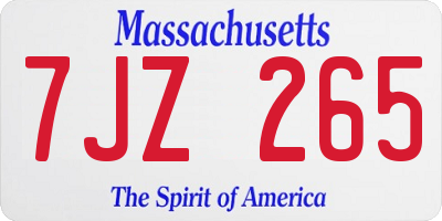 MA license plate 7JZ265