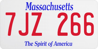 MA license plate 7JZ266