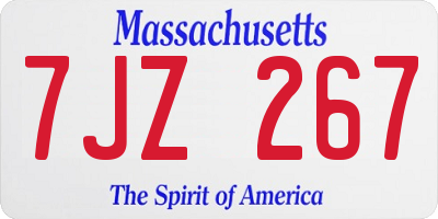 MA license plate 7JZ267