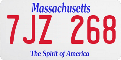 MA license plate 7JZ268