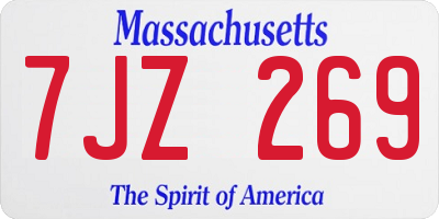 MA license plate 7JZ269